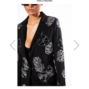 Akira Roll the dice rhinestone blazer - NWT